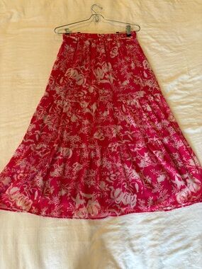 ba&sh Fuchsia Floral Tiered Maxi Skirt